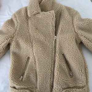 H&M Beige Sherpa/Teddy Biker Jacket